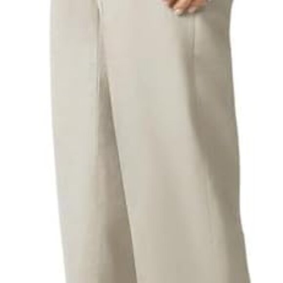 Stylish Women's Mid-Rise Ankle Pants with Pockets - Linen Blend - Summer Straw - Picture 2 of 3